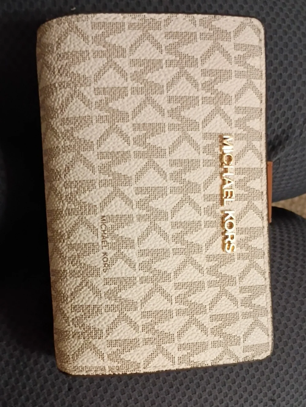 Michael Kors Tan Leather Zip Wallet with Gold Hardware